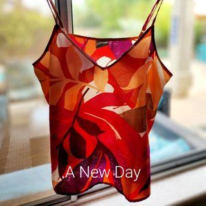 Multi Color contemporary leaf pattern tank top